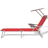 NNEVL Sun Lounger with Canopy Steel Red