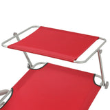NNEVL Sun Lounger with Canopy Steel Red