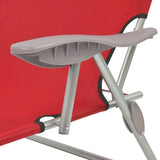 NNEVL Sun Lounger with Canopy Steel Red
