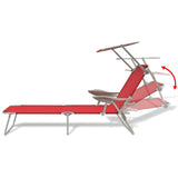NNEVL Sun Lounger with Canopy Steel Red