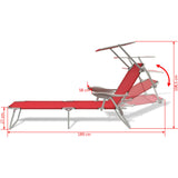 NNEVL Sun Lounger with Canopy Steel Red