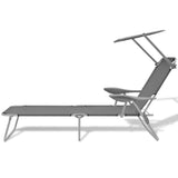 NNEVL Sun Lounger with Canopy Steel Grey