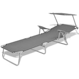 NNEVL Sun Lounger with Canopy Steel Grey