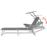 NNEVL Sun Lounger with Canopy Steel Grey