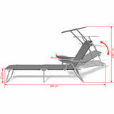 NNEVL Sun Lounger with Canopy Steel Grey