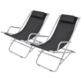 NNEVL Reclining Deck Chairs 2 pcs Steel Black
