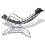 NNEVL Reclining Deck Chairs 2 pcs Steel Black