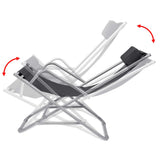 NNEVL Reclining Deck Chairs 2 pcs Steel Black