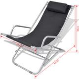NNEVL Reclining Deck Chairs 2 pcs Steel Black