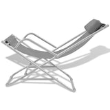 NNEVL Reclining Deck Chairs 2 pcs Steel Grey