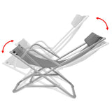 NNEVL Reclining Deck Chairs 2 pcs Steel Grey