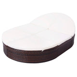 NNEVL Outdoor Lounge Bed with Cushion Poly Rattan Brown