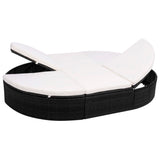 NNEVL Outdoor Lounge Bed with Cushion Poly Rattan Black