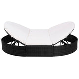 NNEVL Outdoor Lounge Bed with Cushion Poly Rattan Black