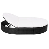 NNEVL Outdoor Lounge Bed with Cushion Poly Rattan Black