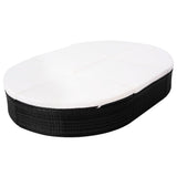 NNEVL Outdoor Lounge Bed with Cushion Poly Rattan Black
