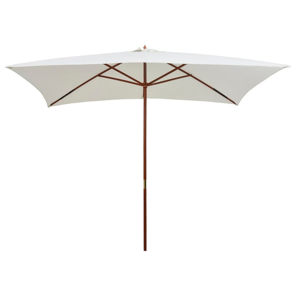 NNEVL Parasol 200x300 cm Wooden Pole Cream White