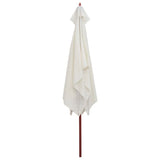 NNEVL Parasol 200x300 cm Wooden Pole Cream White