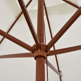 NNEVL Parasol 200x300 cm Wooden Pole Cream White