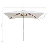 NNEVL Parasol 200x300 cm Wooden Pole Cream White