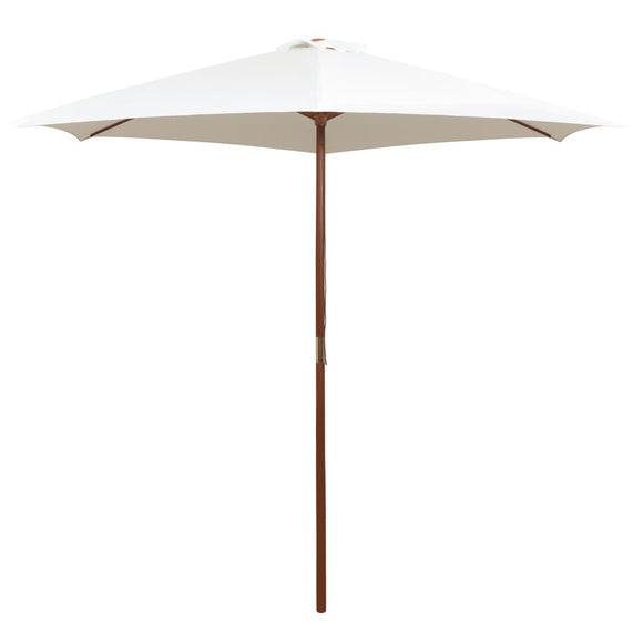 NNEVL Parasol 270x270 cm Wooden Pole Cream White