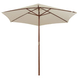 NNEVL Parasol 270x270 cm Wooden Pole Cream White