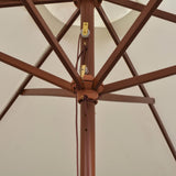 NNEVL Parasol 270x270 cm Wooden Pole Cream White