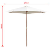 NNEVL Parasol 270x270 cm Wooden Pole Cream White