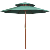 NNEVL Double Decker Parasol 270x270 cm Wooden Pole Green