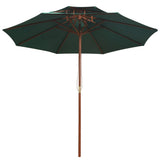 NNEVL Double Decker Parasol 270x270 cm Wooden Pole Green