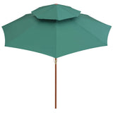 NNEVL Double Decker Parasol 270x270 cm Wooden Pole Green