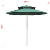 NNEVL Double Decker Parasol 270x270 cm Wooden Pole Green