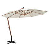 NNEVL Hanging Parasol 350 cm Wooden Pole White