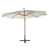 NNEVL Hanging Parasol 350 cm Wooden Pole White