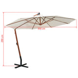 NNEVL Hanging Parasol 350 cm Wooden Pole White
