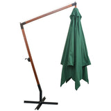 NNEVL Hanging Parasol 300x300 cm Wooden Pole Green