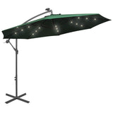 NNEVL Hanging Parasol with LED Lighting 300 cm Green Metal Pole
