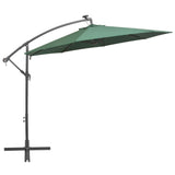 NNEVL Hanging Parasol with LED Lighting 300 cm Green Metal Pole