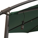NNEVL Hanging Parasol with LED Lighting 300 cm Green Metal Pole