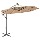 NNEVL Hanging Parasol with LED Lighting 300 cm Sand Metal Pole