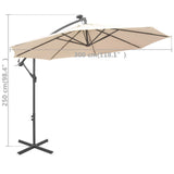 NNEVL Hanging Parasol with LED Lighting 300 cm Sand Metal Pole