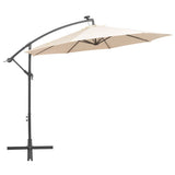 NNEVL Hanging Parasol with LED Lighting 300 cm Sand Metal Pole