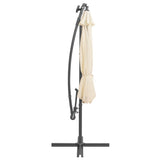 NNEVL Hanging Parasol with LED Lighting 300 cm Sand Metal Pole