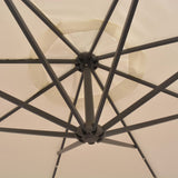 NNEVL Hanging Parasol with LED Lighting 300 cm Sand Metal Pole