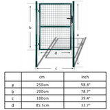 NNEVL Fence Gate Steel 100x250 cm Green