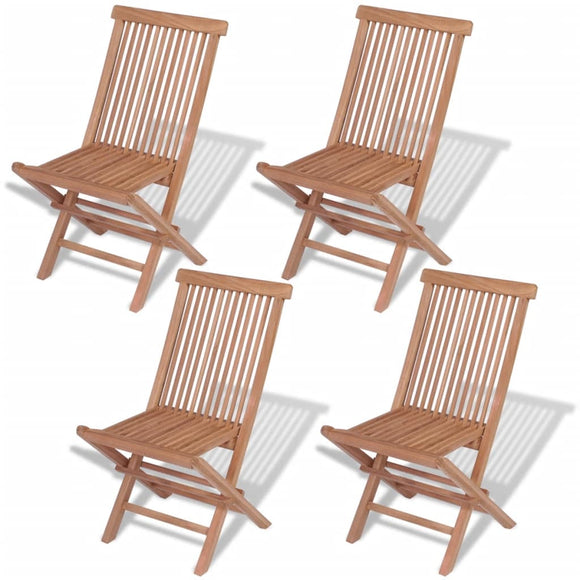 NNEVL Folding Garden Chairs 4 pcs Solid Teak Wood