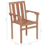 NNEVL Stackable Garden Chairs 2 pcs Solid Teak Wood