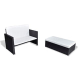 NNEVL 2 Piece Garden Lounge Set with Cushions Poly Rattan Black