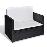 NNEVL 2 Piece Garden Lounge Set with Cushions Poly Rattan Black