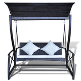 NNEVL Garden Swing Bench Poly Rattan Black 167x130x178 cm
